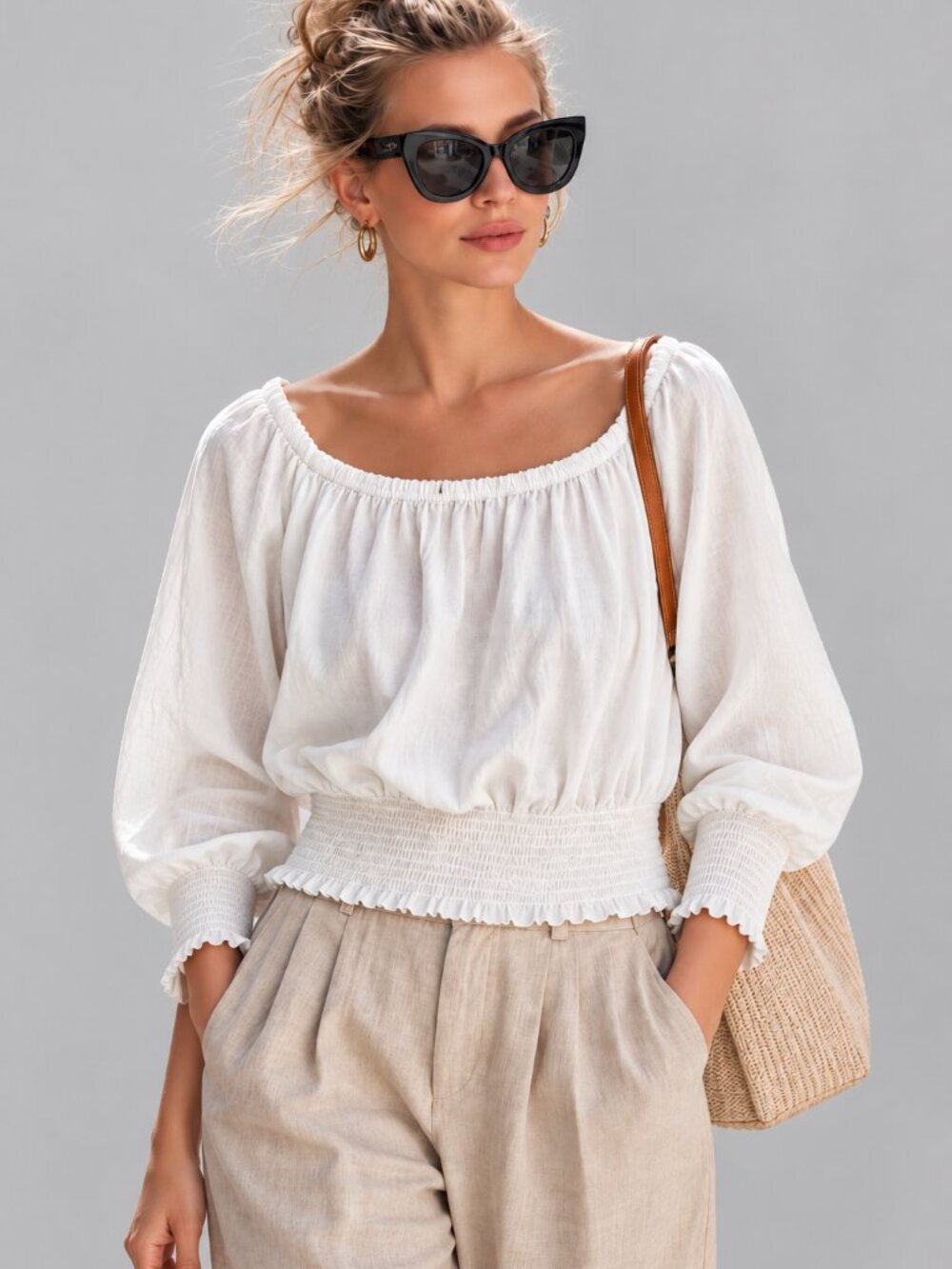 Cupshe pure cotton cropped blouse